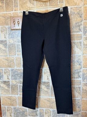 Calvin Klein Women’s Pinstripe Pull On Style Black Pants Large